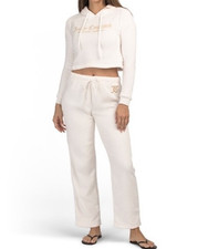 NEW NWT JUICY COUTURE Plush Fleece Logo Hoodie  Pant Set White Ivory Size S