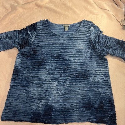 Catherines Blouse Women Plus Size ox 14/16wBlue Short Sleeve Classic112