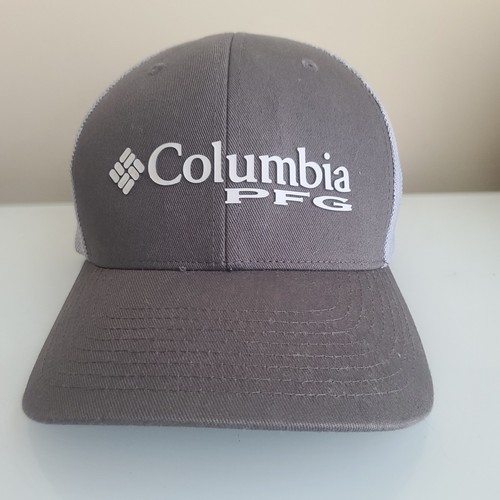 Columbia PFG Mens Flexfit Gray Baseball Fishing Mesh Hat Cap