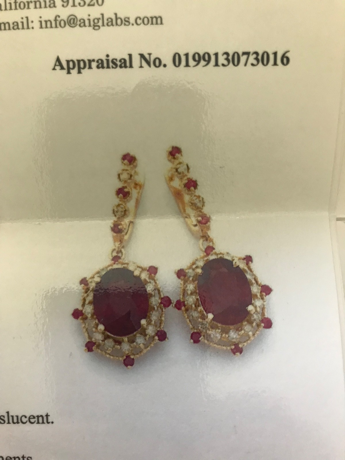 Ruby diamond dangle earrings, excellent cond., ru… - image 5