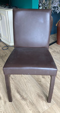Brown Kitchen Dining Chair with Wooden Frame Faux Leather