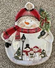 Transpac Platter Snowmen Christmas Platter