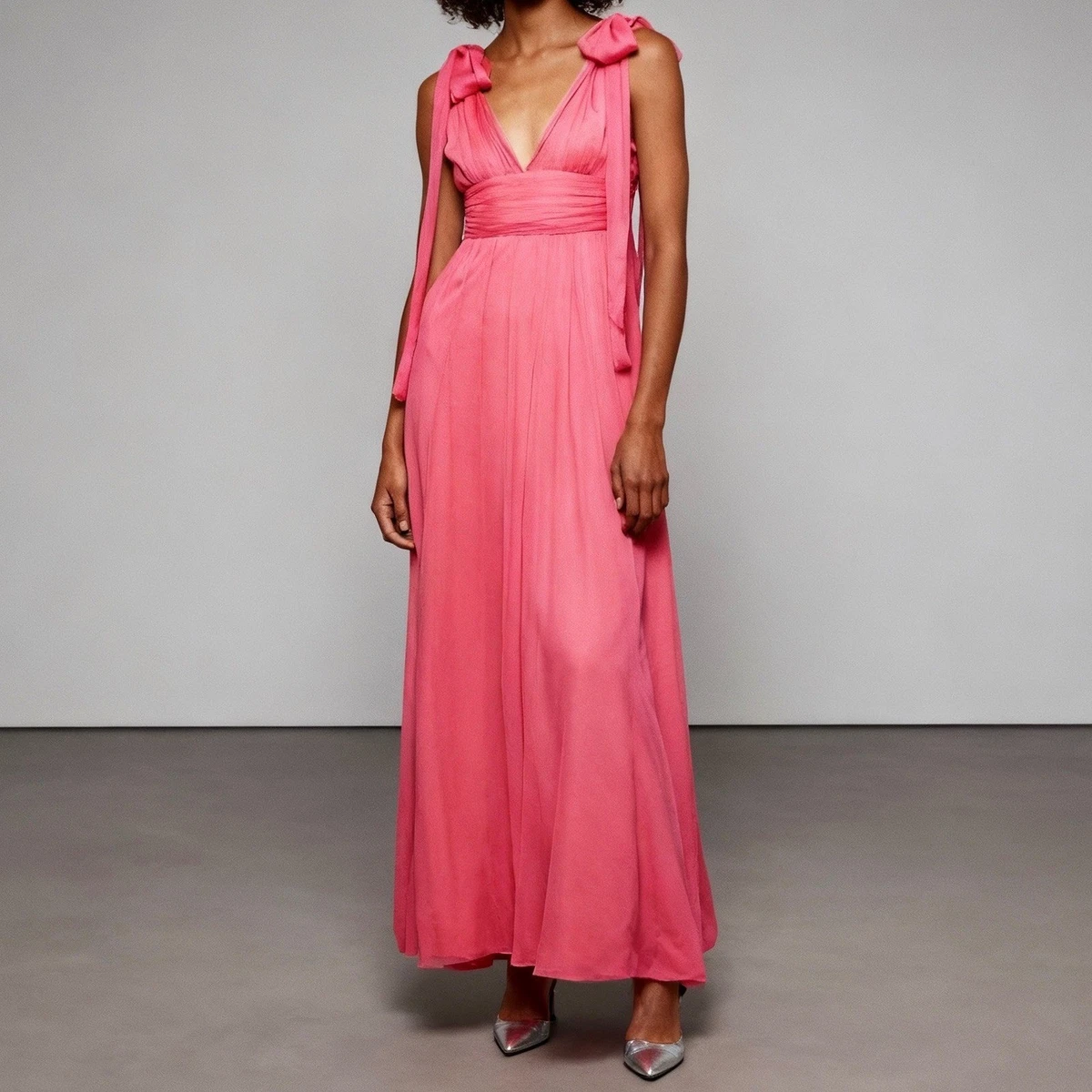chinese dress ladies Pink BCBGMAXAZRIA Jenine High Split Pleated Skirt Maxi Dress  Runway  Catalog