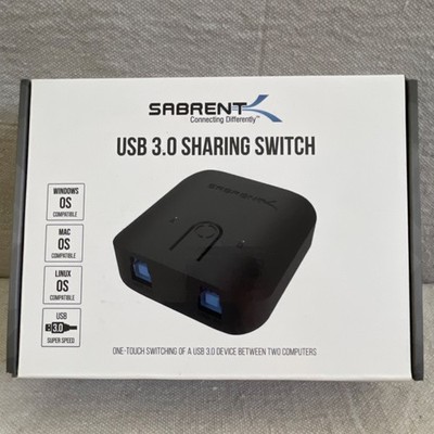 Sabrent USB 3.0 1:2 Sharing Switch USB-SW30 Black w/ USB-C Cable