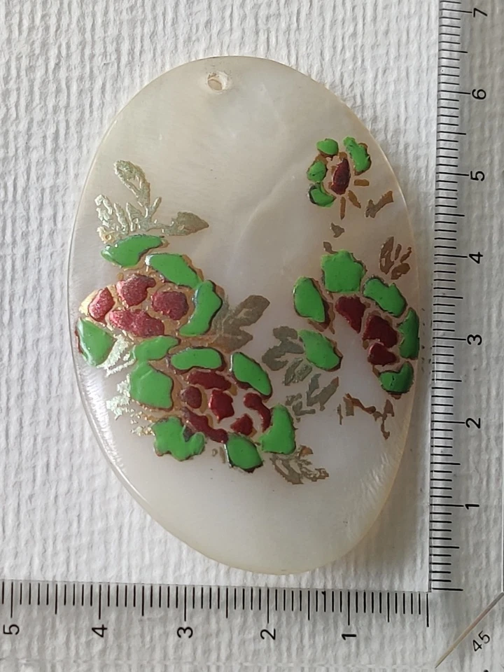 Großer Vintage Perlmutt Anhänger mit Perlmuttmalerei - Bild 2 von 3