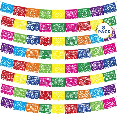 144FT Cinco De Mayo Party Decorations, 8 Pack Fiesta Banner with 9 Plastic Pa...