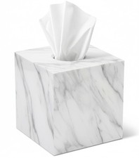 Tissue Cover Holder Square Marble Tissue Holder Bathroom Vanity Nightstand Be...
