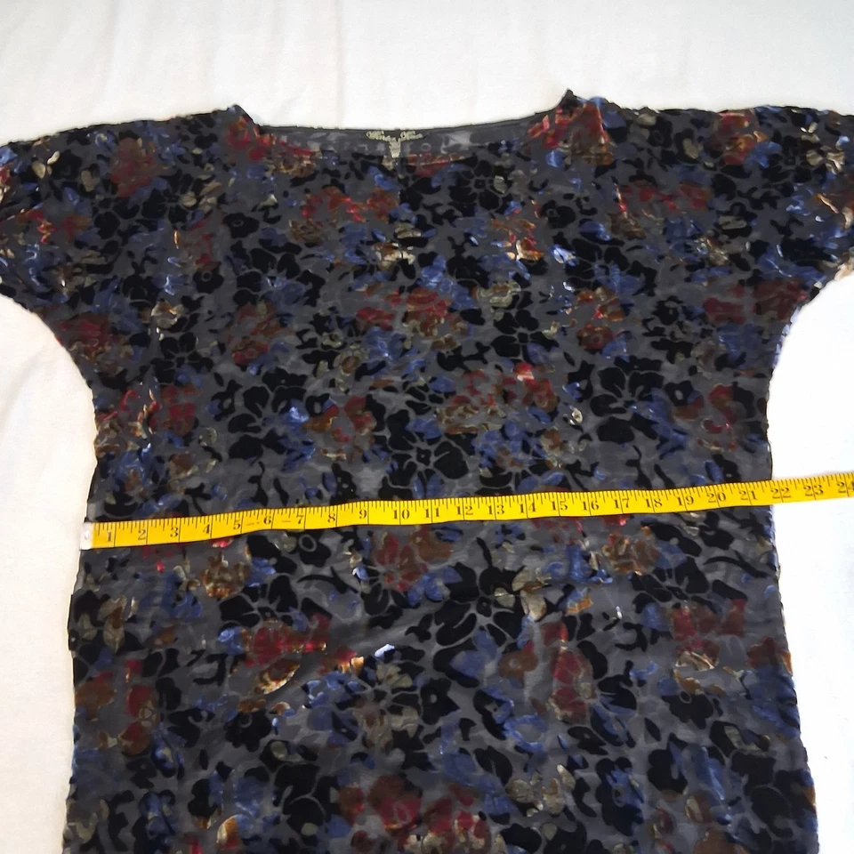 Winter Kate Silk Blend Velvet Burnout Tunic Dress  Sheer Black Navy No Belt Sz M - Image 4 of 4