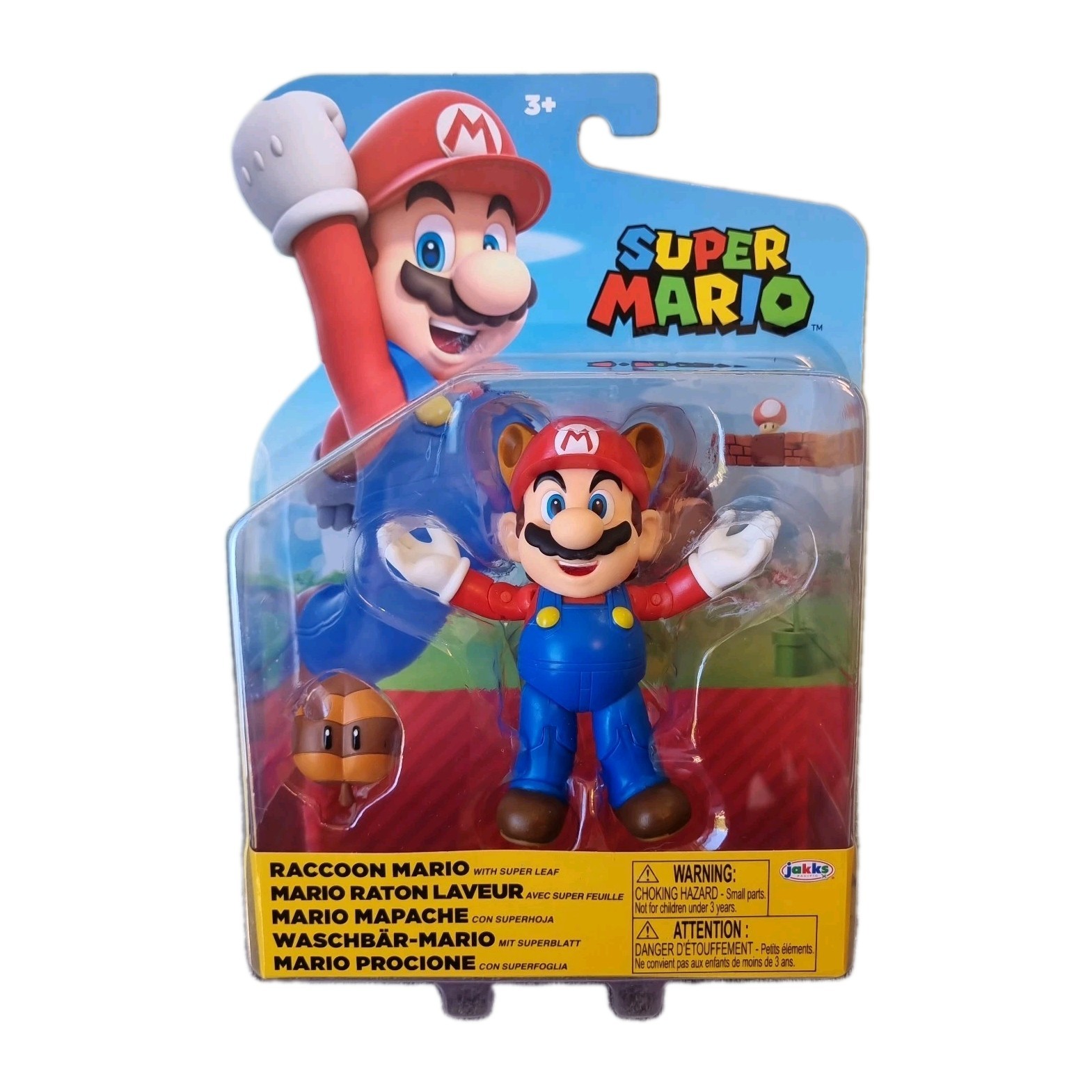 SUPER MARIO BROS ▪︎ 4"" ▪︎ Raccoon Mario With Super Leaf Figure ▪︎ 2025