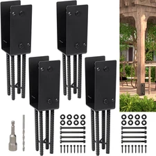 Heavy Duty U-Shape Metal Post Base Holder, 4''X4'' (Internal 3.5"X3.5"), Wet Con