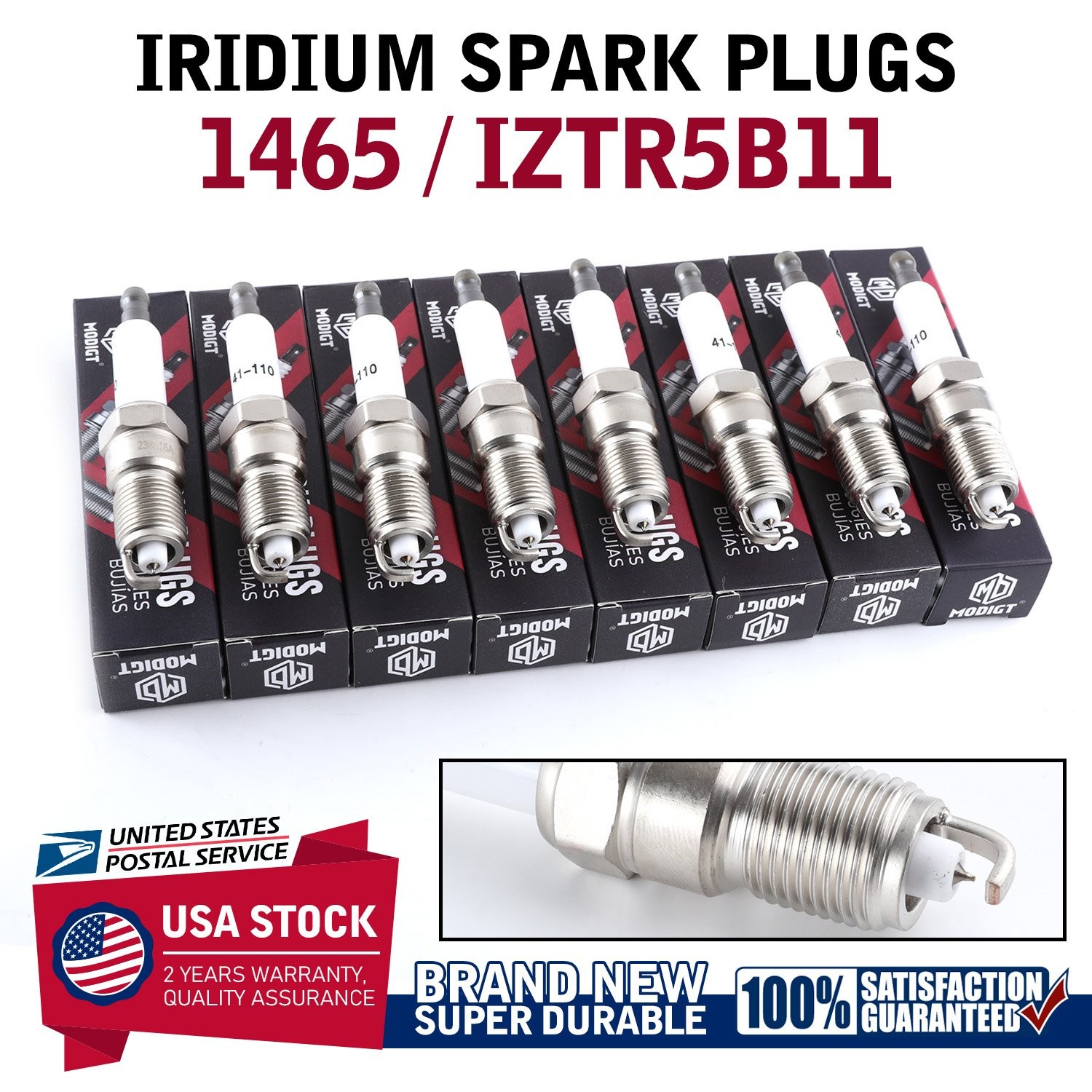 New Set of 8 Genuine Fit for NGK 1465 Spark Plug Iridium IZTR5B11 High Quality