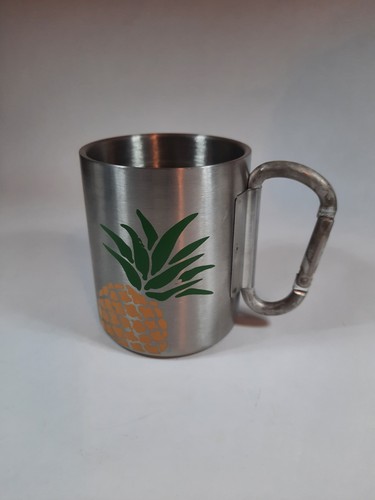Stainless Steel Pineapple Mug Coffee Camping Carabiner - Double Wall Insulated
