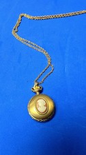 Colibri Quartz Pocket Watch Necklace Swiss Made Gold Tone Pendant Vintage...
