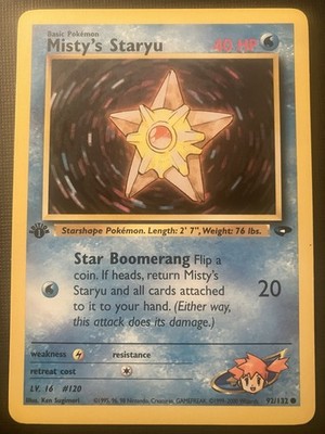 Misty's Staryu 92/132 Pokemon Gym Challenge Regular 1st Edition MP