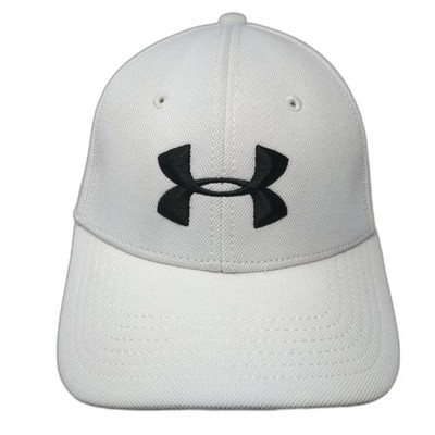 Under Armour Fitted Baseball Cap White Large Embroidered Vented Holes 6 Panel