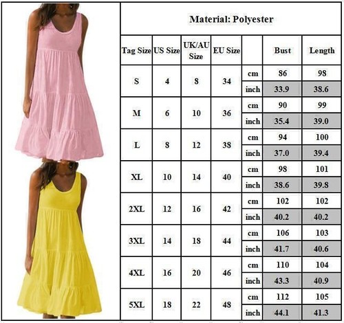 Damen Ärmellos Minikleid Sommerkleid A-Line Urlaub Freizeitkleid Strandkleid>| - Bild 4 von 19