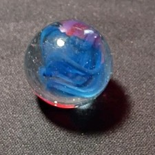 Single Glass Swirl Toy Marble, Blue  Purple Swirl Pattern Glass Marble