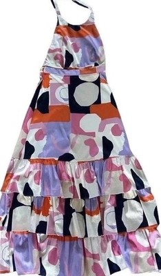 New Venita Aspen Gianni Bini Collab Halter Maxi Dress 12 Andrea Abstract Print