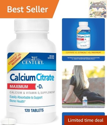 Calcium Citrate Plus D Maximum Caplets - 120 Tablets for Optimal Bone Strength
