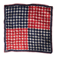 Vintage Vera Neumann Scarf - Signed - Red  Blue - Circles - Made in Japan