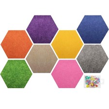 Felt Bulletin Board, Multiple Color Hexagon Felt Pin Board with 50 pcs Push P...