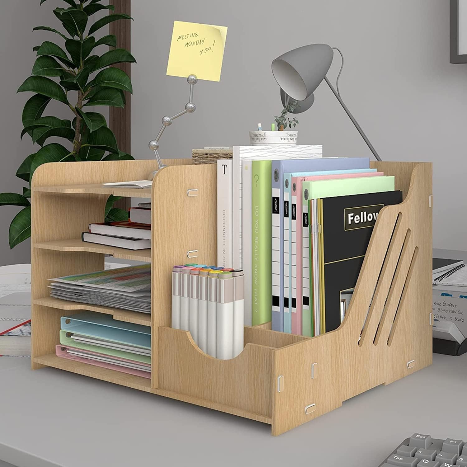 Desk Organizer Legno Design Moderno Cassetti Ufficio Portadocumenti