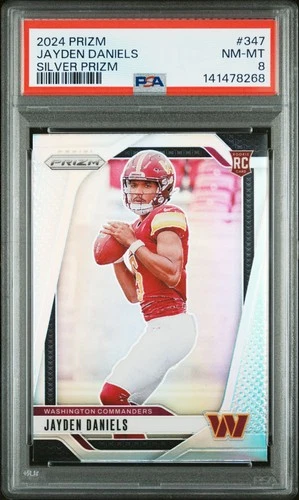 2024 PANINI PRIZM SILVER PRIZM #347 JAYDEN DANIELS ROOKIE RC PSA 8