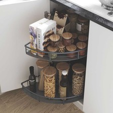Kitchen Carousel Cabinet Storage System Shelves Corner Grey Half Moon 800mm