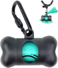 Dog Poop Bag Holder w/ 15 Scented Bags – Leak-Proof, Locking Clip, Black