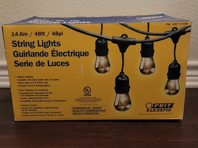 Feit Electric Weatherproof 24 String Lights Commercial Grade 48ft Indoor/Outdoor
