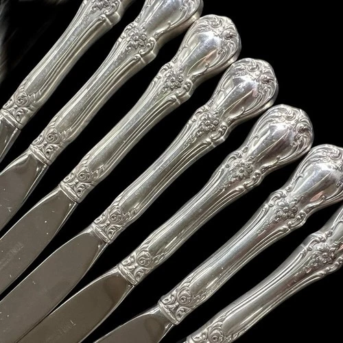 Old Master Dinner Knife, Lot of Seven by Towle, Silver-Modern Blade-9 5/8"