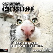 Say Meow!: Cat Selfies 2026 Wall Calendar 12 Month | 12" x 24" Open | Thick &...