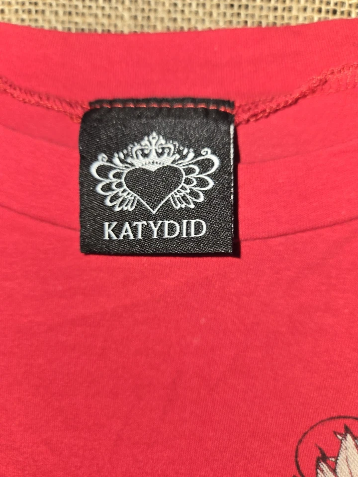 Women's Vintage Katydid Red Peace Love Baseball Graphic Rhinestone Shirt Size 2X - Image 3 of 4