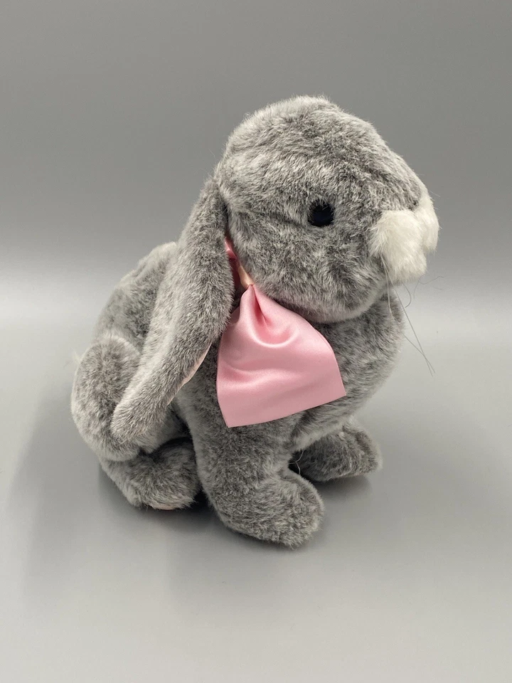 Vintage APPLAUSE SHAKESPEARE BUNNY Rabbit Plush Pink Bow Stuffed Animal 1984 - Image 2 of 4