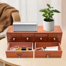 6 Drawers Desktop Dresser Wooden Storage Holder Chests of Drawers for Bedroom