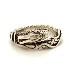 Vintage Hallmarked Sterling Silver Tribal Serpent Snake Wrap Around Ring 7 1/2