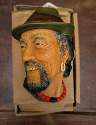 VTG Bossons Chalkware Head #38 Tibetan Man  w/ Orig. Box Congleton England