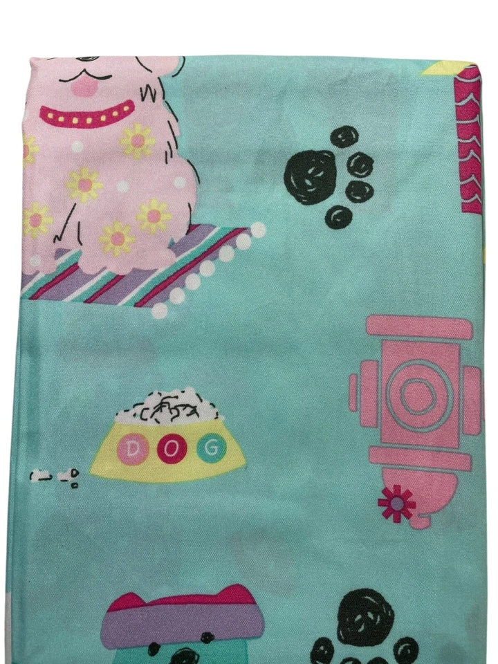 Cortina de ducha de tela Puppy Love 70x72 verde azulado arco iris dibujos animados niños baño nueva Foto 3 de 4