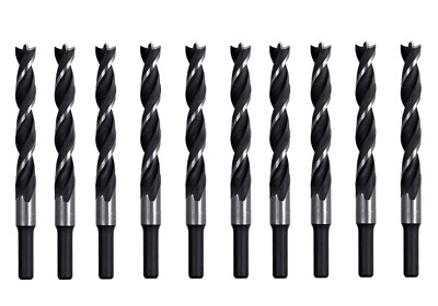 Wood Brad Point Drill Bit 10Pcs 1/2'' Spur Point Spiral Twist Wood Hole Cut Tool