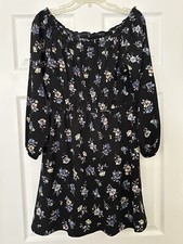 H M Divided Off the Shoulder Black Floral Dress Size M WORN ONCE  