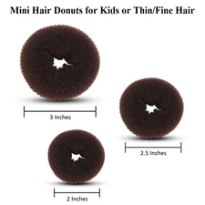 3pcs Mini Kids Hair Donuts Bun Maker Mesh Chignon Ballet Dance Sock Bun Brown 
