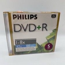 Philips 5 Pack DVD R 4.7 CD High Speed 1 8X 700MB 120 Minutes New w Jewel Cases