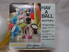 Vintage Yellow 1970's Hav A Ball Rotating Mirror by Creative Concepts in BOX