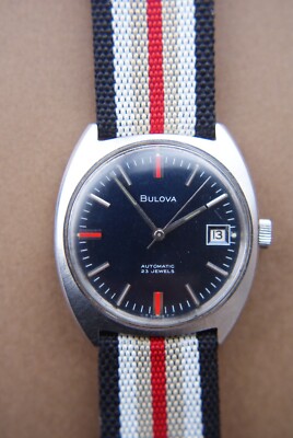 Bulova Mens Watch 36 mm Rare Dark Navy Dial Vintage All