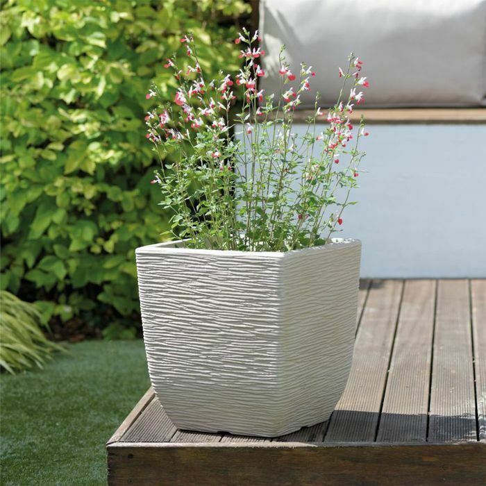 Stewart Garden Cotswold Large Square 38cm Plastic Planter - Grey