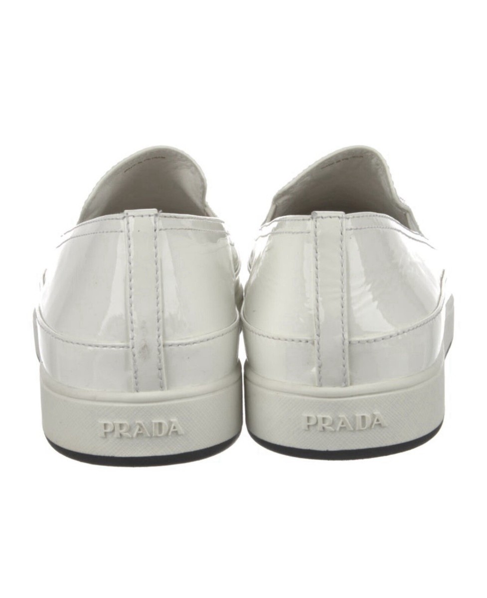 Prada Sport White Patent Leather Slip On Sneakers IT40 US10