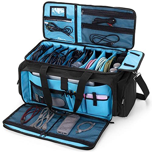 Large DJ Gig Bag, Travel DJ Cable File Case with Padded Bottom & Detachable - Picture 2 of 7