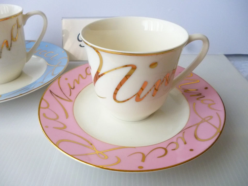 Комплект для 2, NINA RICCI Sango Maison чашка и блюдце пара комплект Японии синий розовый - Изображение 3 из 4