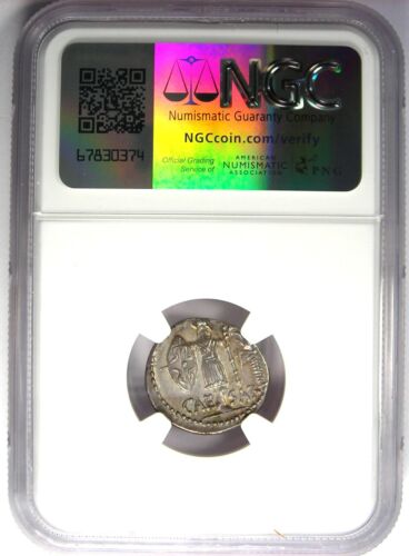Julius Caesar AR Denarius Silver Coin (48 BC, Female Head) - Certified NGC AU - Picture 3 of 5