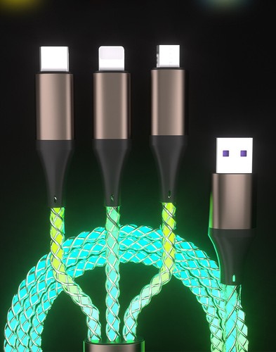 3 en 1 RGB 66W 6A Carga Rápida Tipo C Cable Micro USB Colorido Transmisor Brillante - Imagen 14 de 16